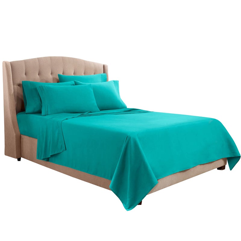 Clara Clark Flex Top King Sheets, 6 Piece Set - Hotel Luxury Sheets for Top Split King Bed, Super Soft Bedding Set, Head Split King Teal - Image 2